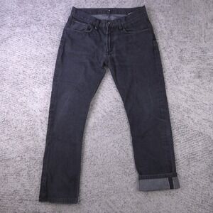 Ever Selvedge Jeans Mens 32x28 Redline Slim Fit Denim Made In USA Black Gray
